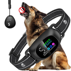 Tucnkac dog bark collar remote-display shows mode and battery life for easy on-the-fly training.