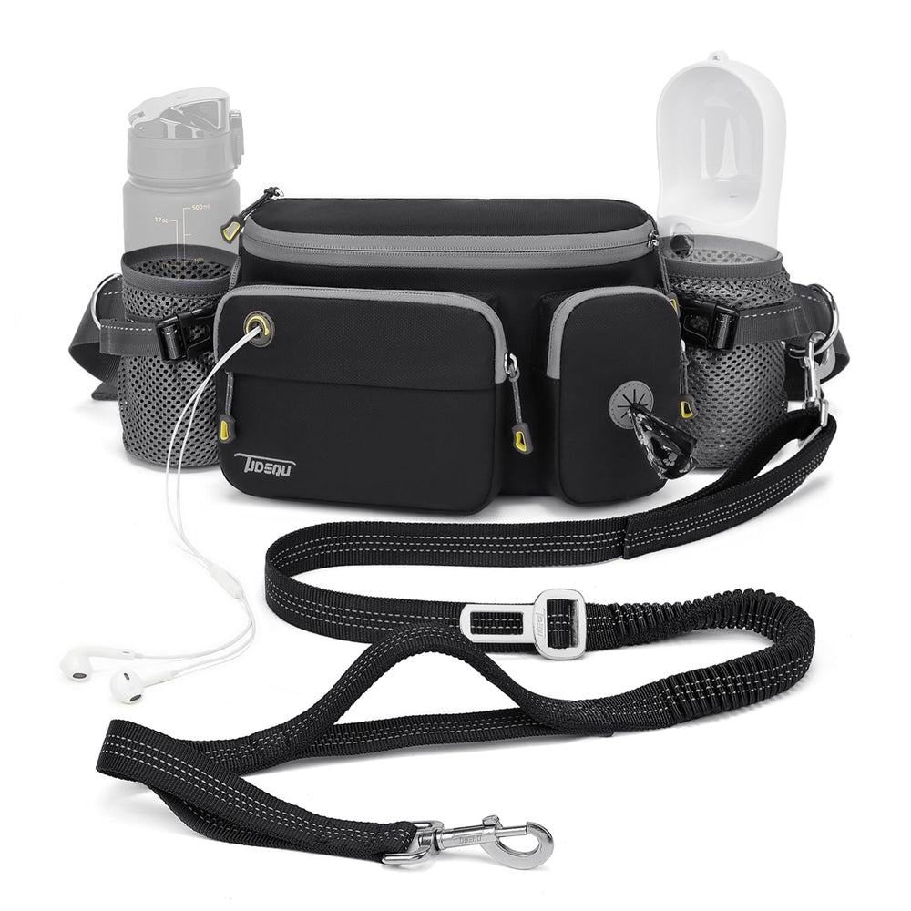 TUDEQU 4-in-1 dog walking belt front view for hands-free walking and quick access