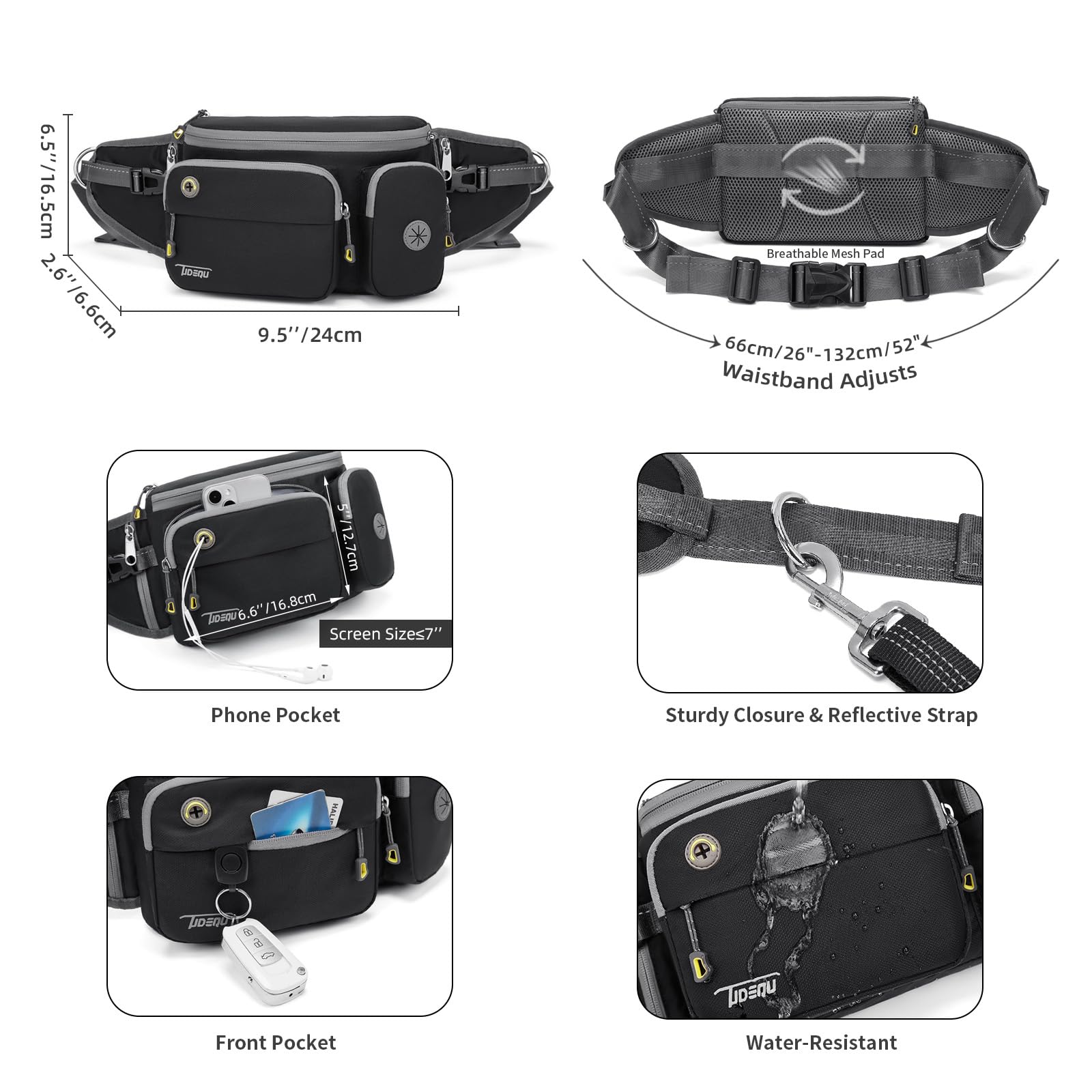 TUDEQU reflective details at night enhance safety during runs