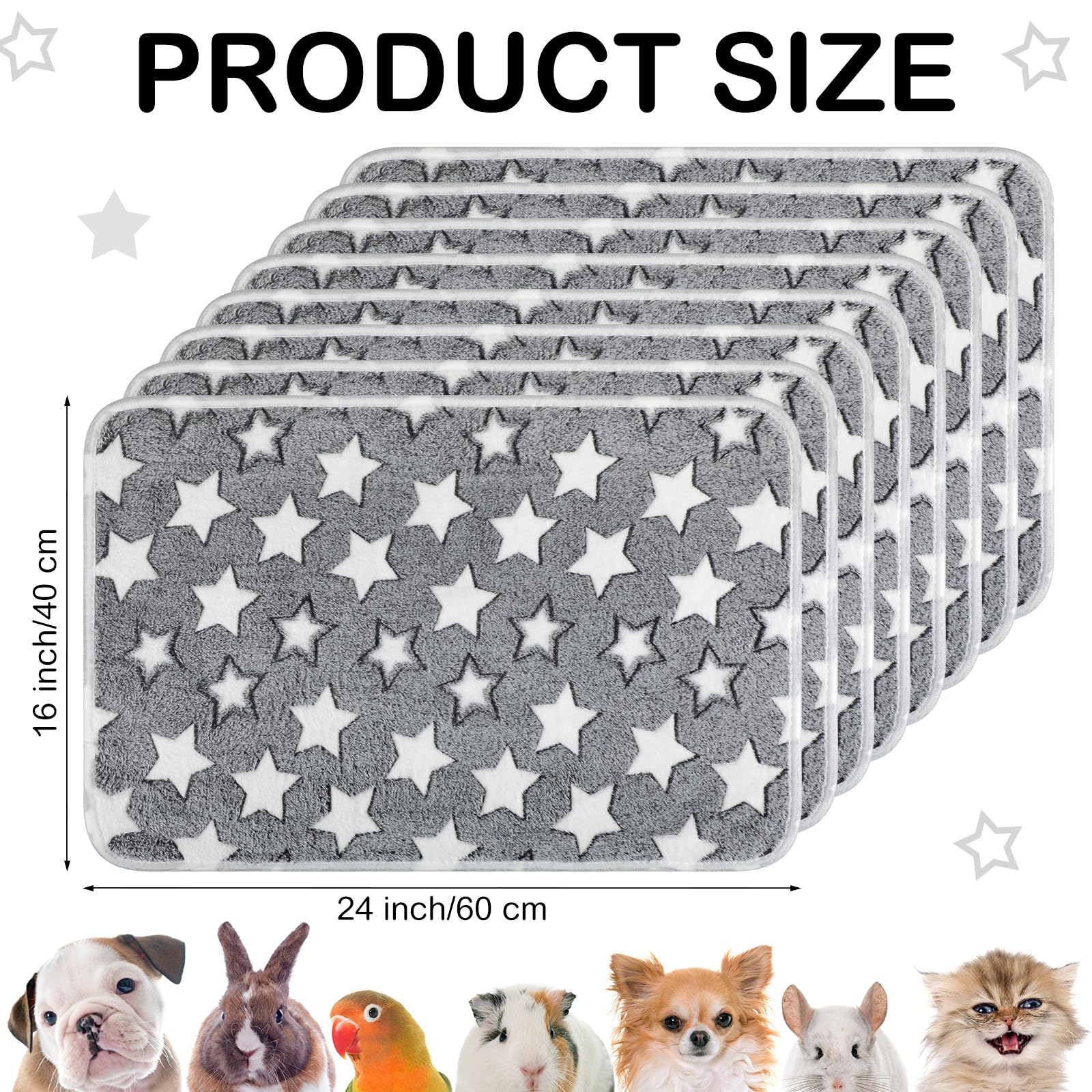 Tudomro guinea pig blanket grey-star close-up fleece texture detail
