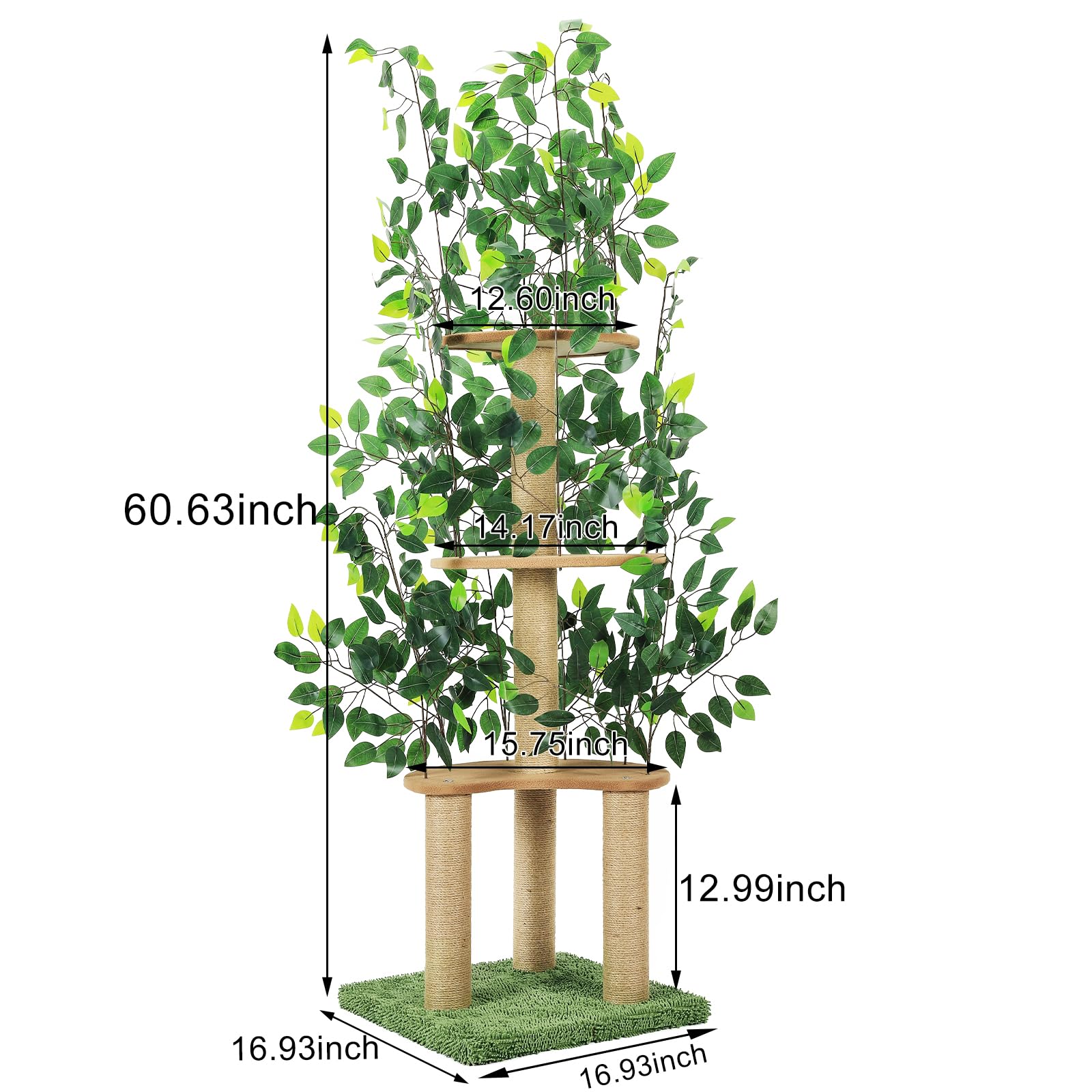 Tuenort cat tree leaves side view highlighting stability