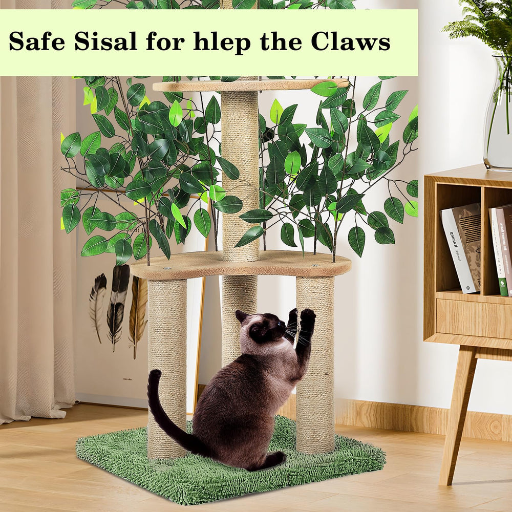 Tuenort cat tree sturdy base supports playful paws