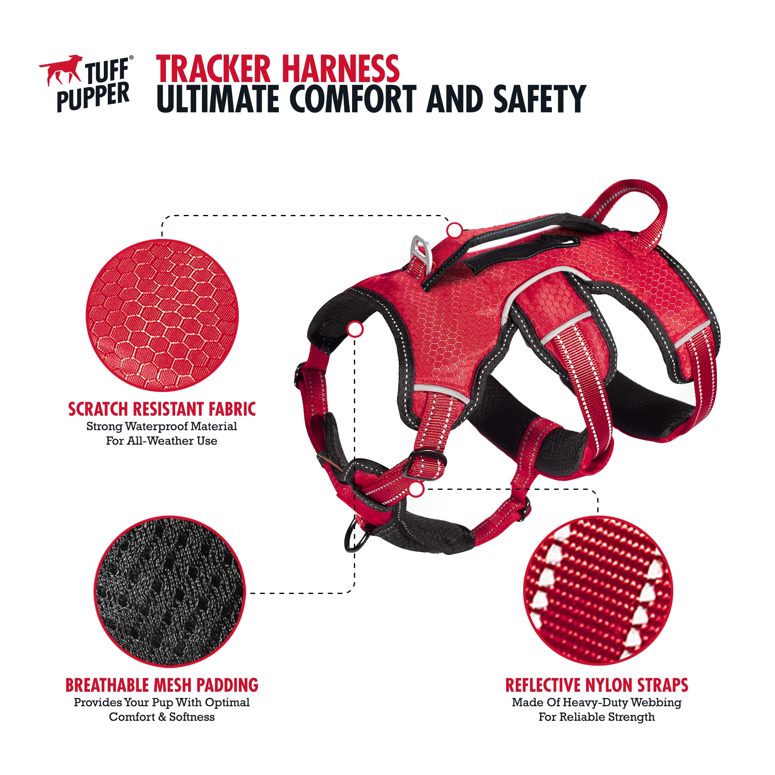 Tuff Pupper breathable mesh padding distributes weight for comfort