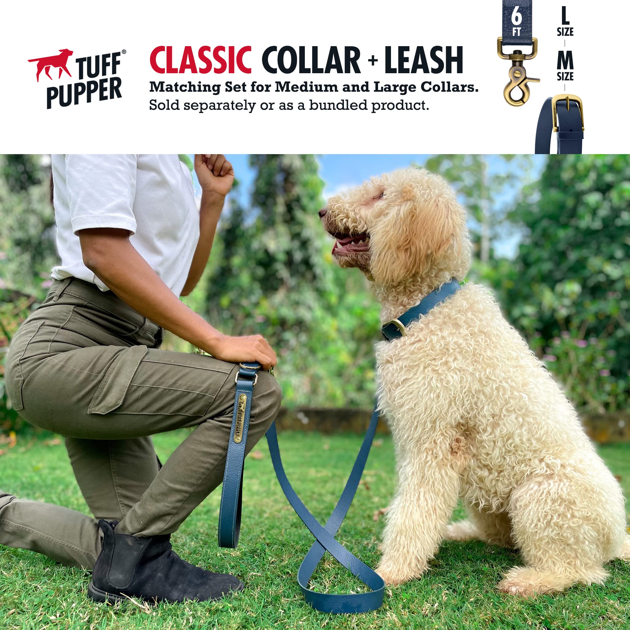 Tuff Pupper brass hardware close-up highlights rust-proof durability.