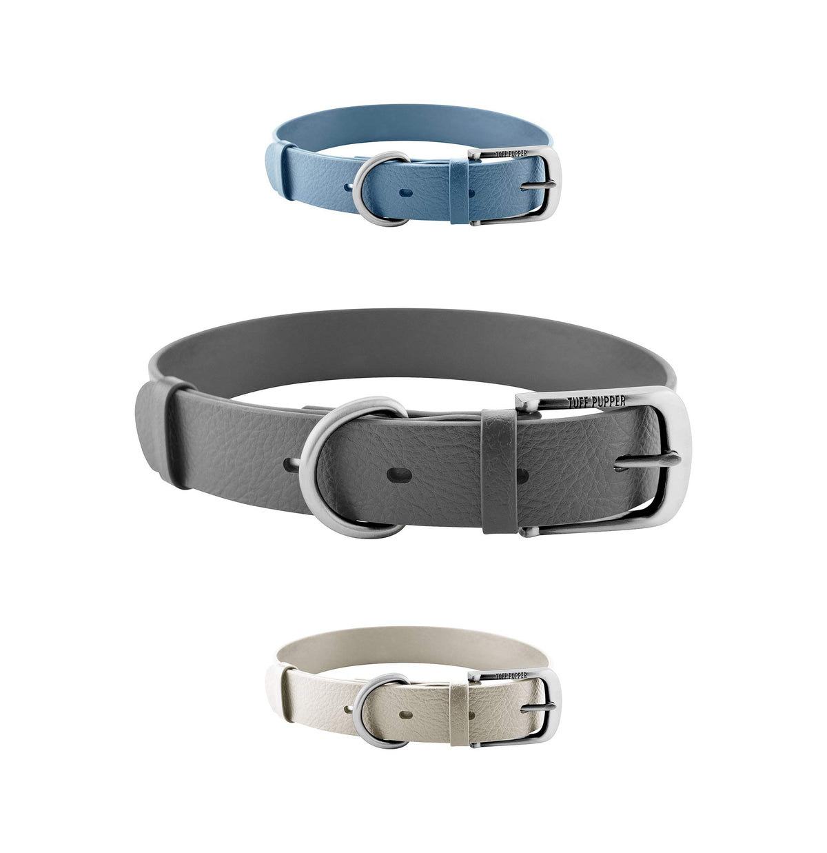 Tuff Pupper Classic collar close-up shows rust-proof brass buckle and durable build