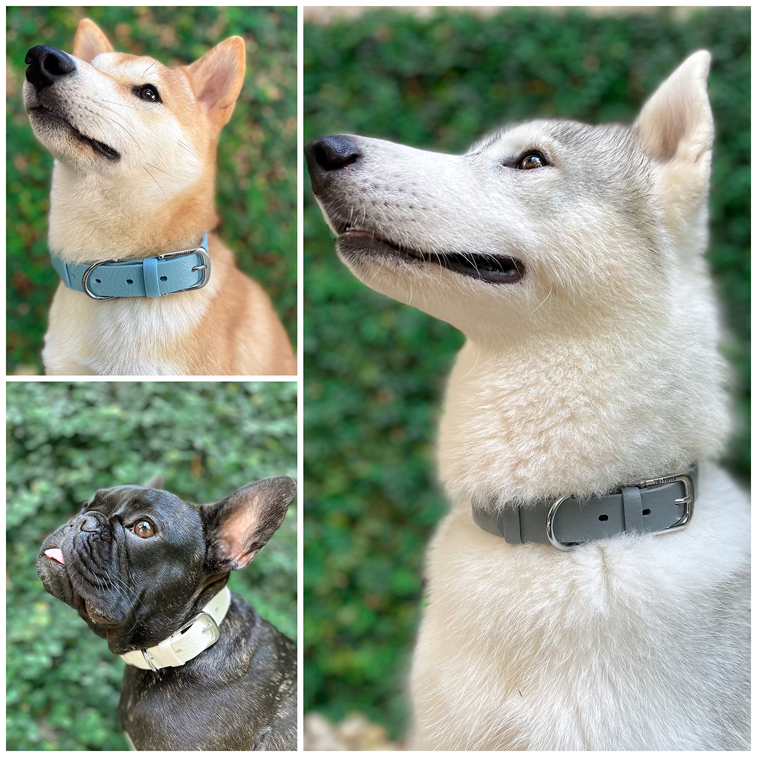 Tuff Pupper Classic collar with leather-like grain for stylish look