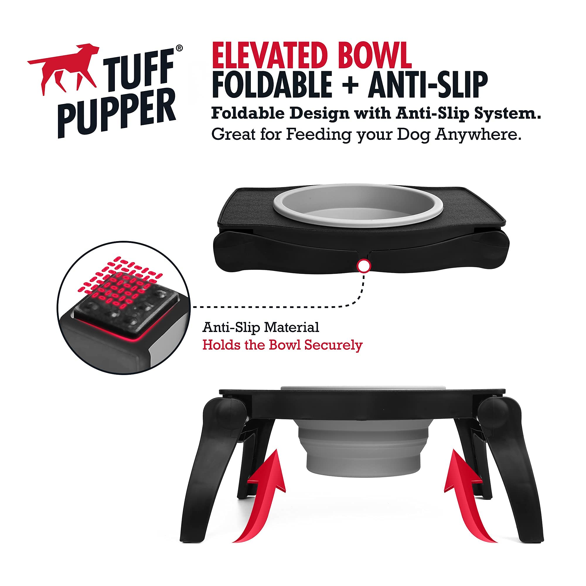 Tuff Pupper collapsible travel bowl folded flat for compact storage.