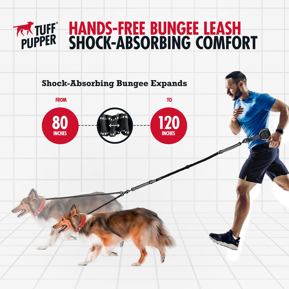 Tuff Pupper detachable bungee converts to a traditional two-dog leash.