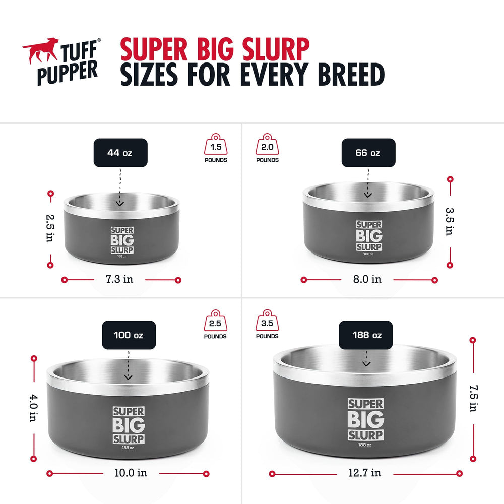 Tuff Pupper dishwasher-safe stainless steel bowl for easy cleaning.