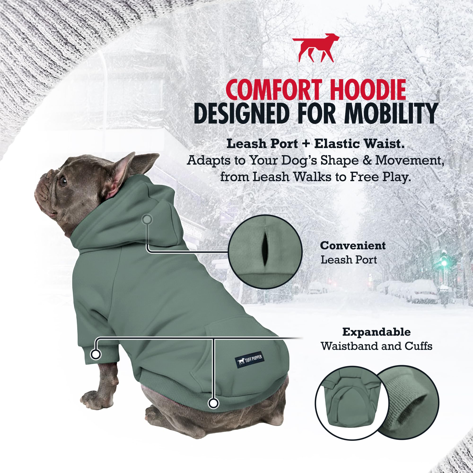 Tuff Pupper calming fleece interior referenced for soothing comfort on walks and car rides