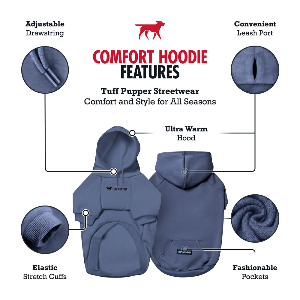 Tuff Pupper hooded design showcased with adjustable drawstrings for added warmth.