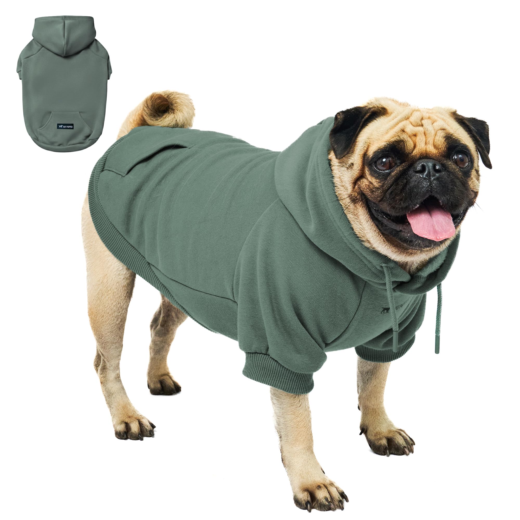 Tuff Pupper dog hoodie teal color highlights cozy warmth for chilly walks