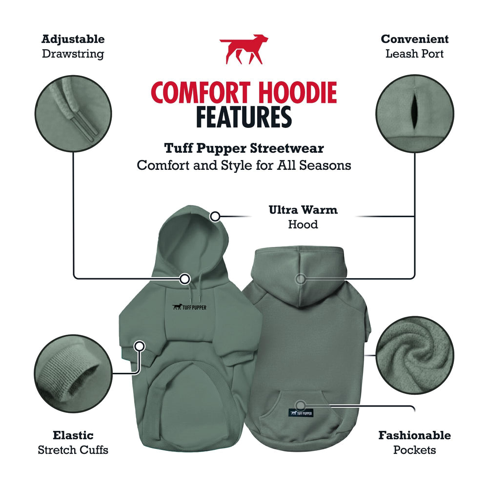 Tuff Pupper dog hoodie warm lining shown for winter outings and snug, comfortable wear