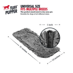 Tuff Pupper Extra Large 35x15 towel flat view highlights size for all dog breeds.