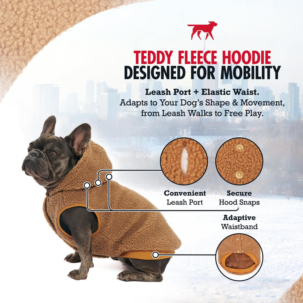 Tuff Pupper fleece dog hoodie ribbed cuffs and hem seal out cold air