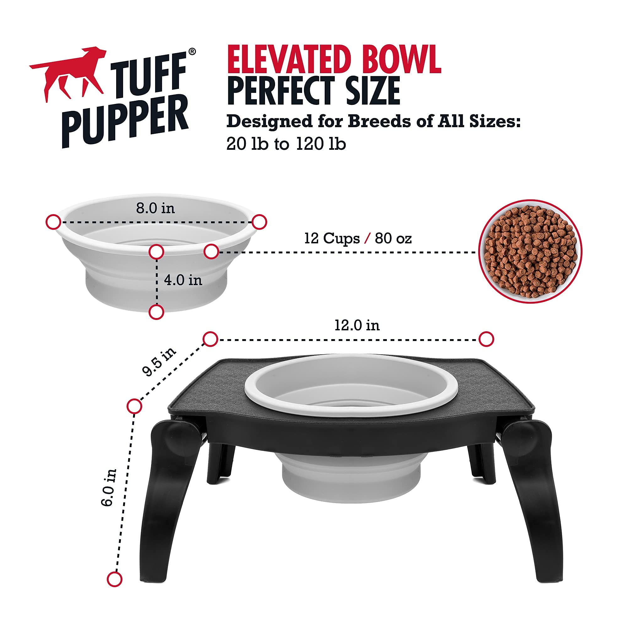 Tuff Pupper 100% food-safe silicone bowl is odorless and easy to clean.