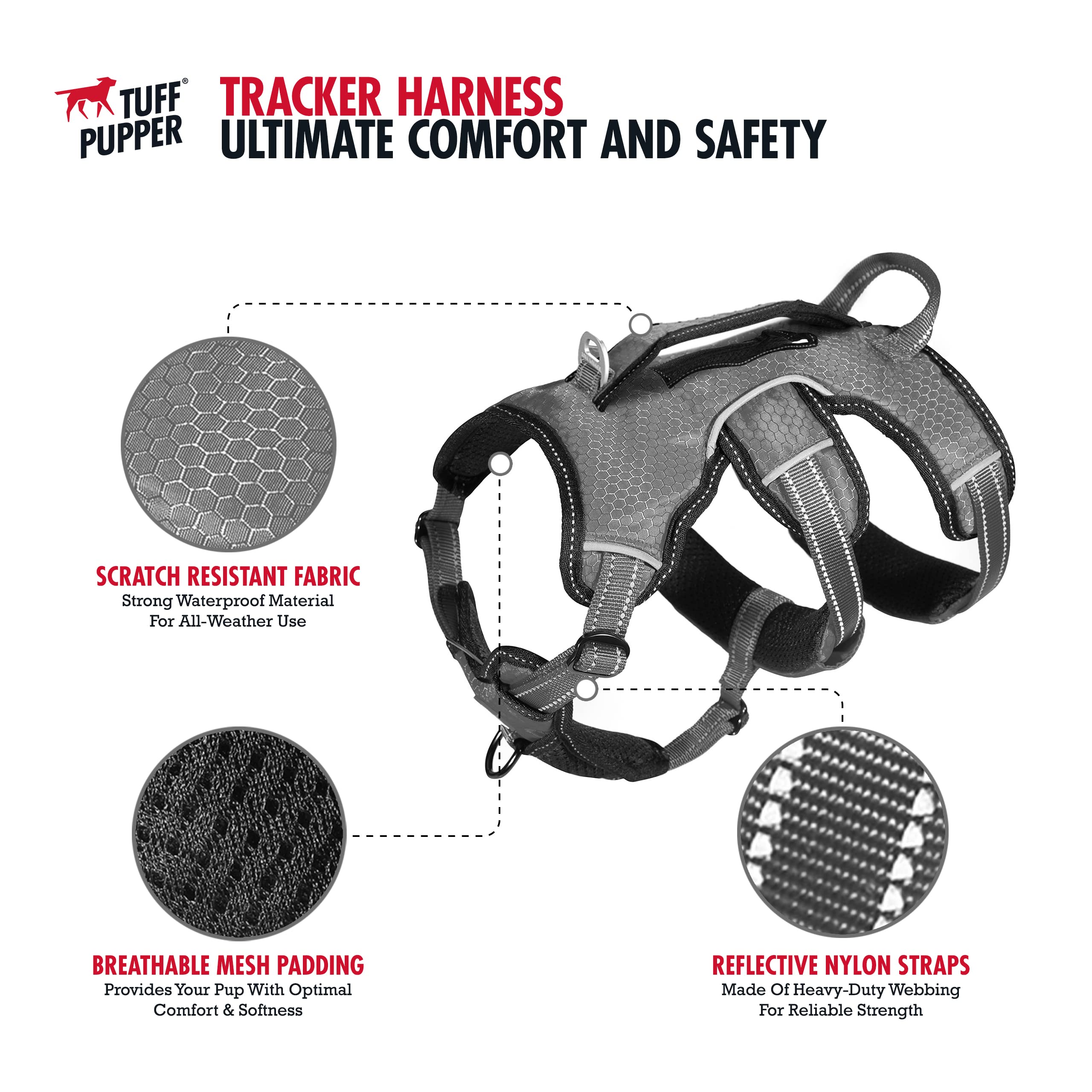 Tuff Pupper lift handle aids safe loading and unloading.