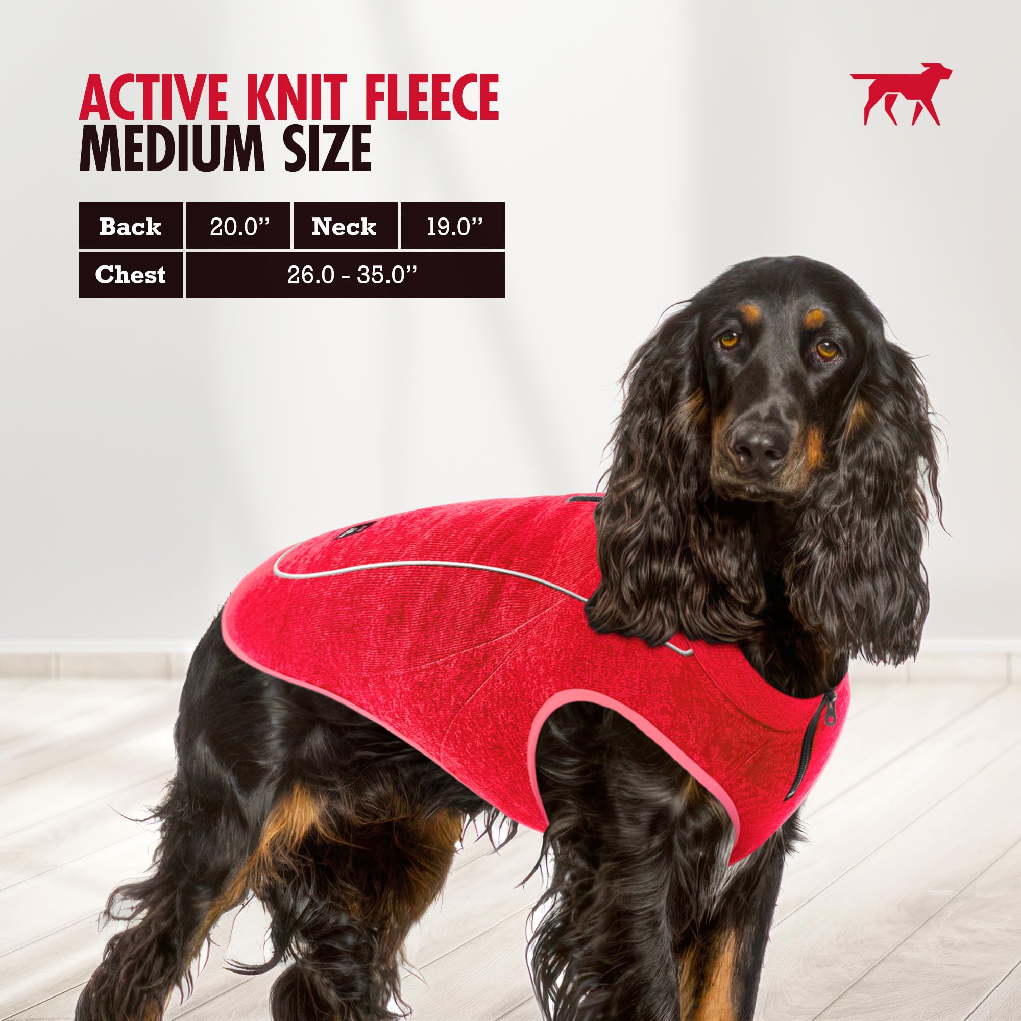 Tuff Pupper harness-port fleece coat showing back zipper access for harness clips.