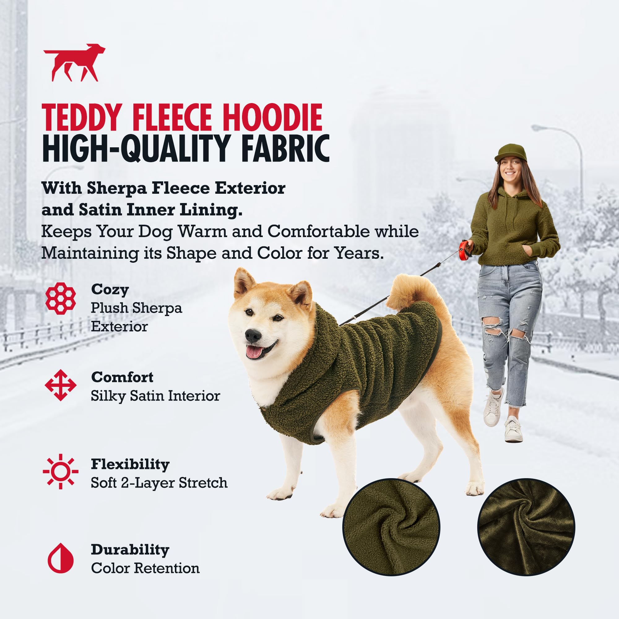 Tuff Pupper hoodie leash hole back neck design enables easy on-the-go walks.