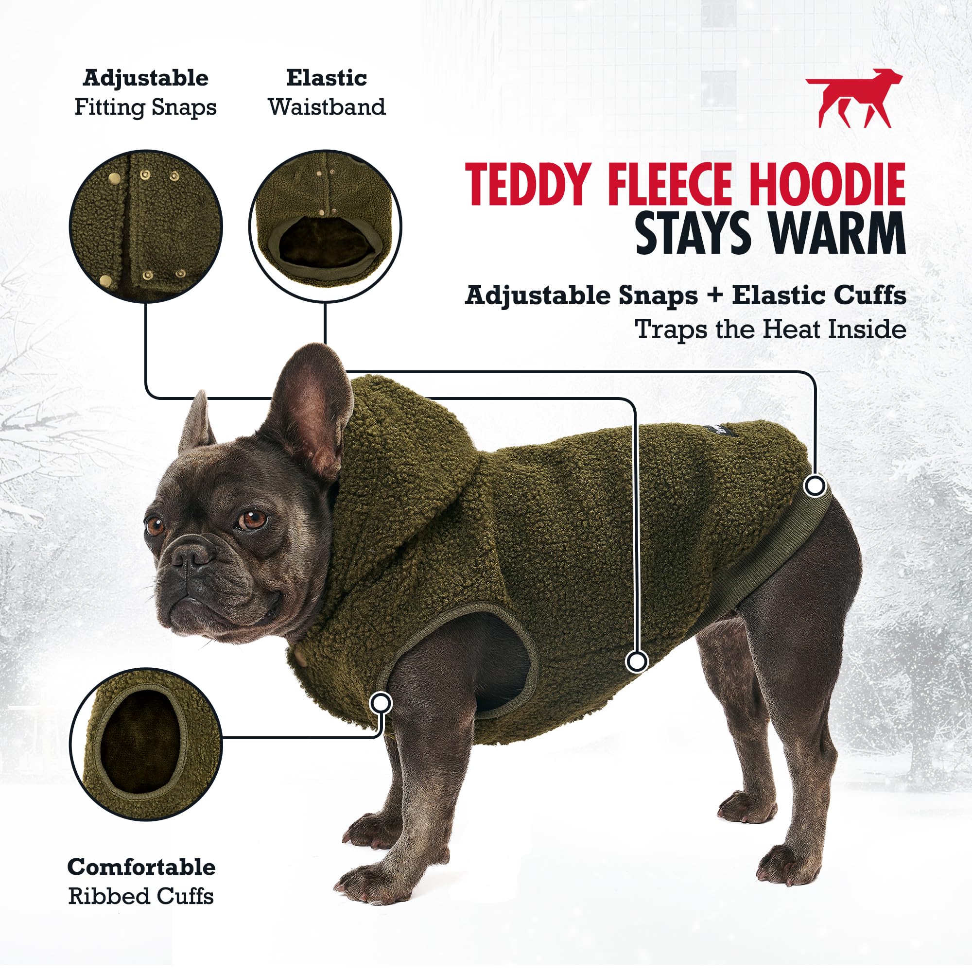 Tuff Pupper hood stable design with back-neck buttons stays in place during play.