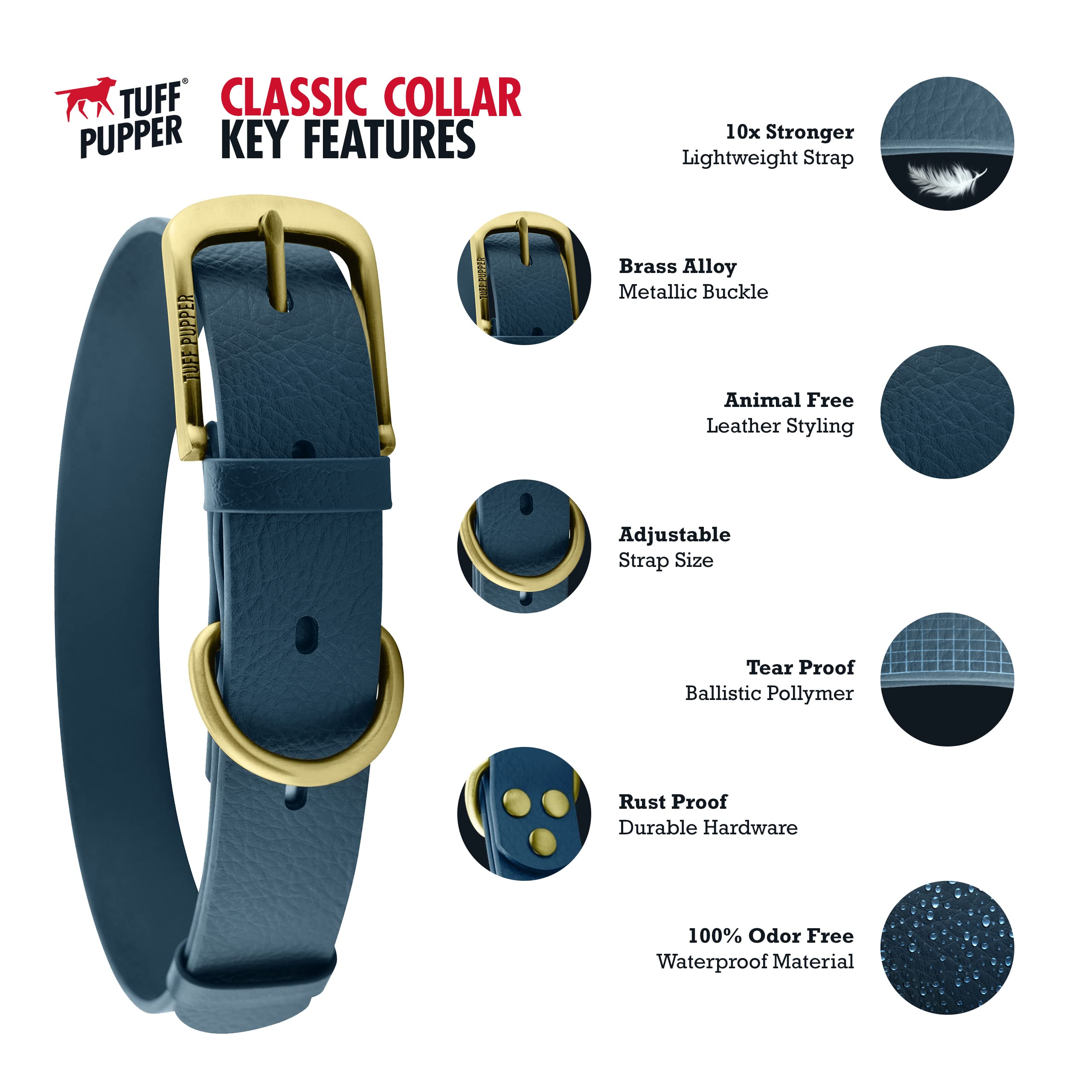 Tuff Pupper odor-proof dog collar shown in mud for mud-friendly adventures