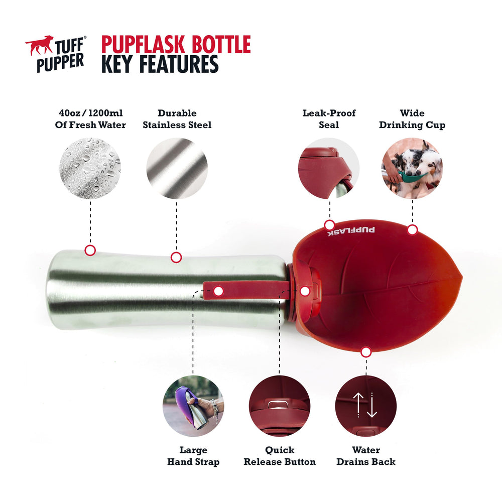 Tuff Pupper PupFlask silicone cup close-up demonstrates odorless, safe water contact.