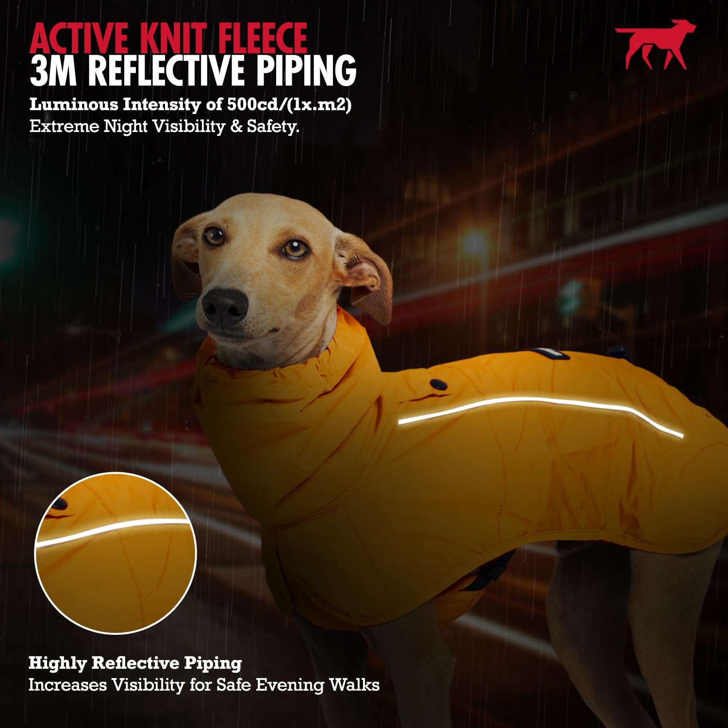 Tuff Pupper raincoat hood adjustment yellow offers flexible rain protection without blocking vision.