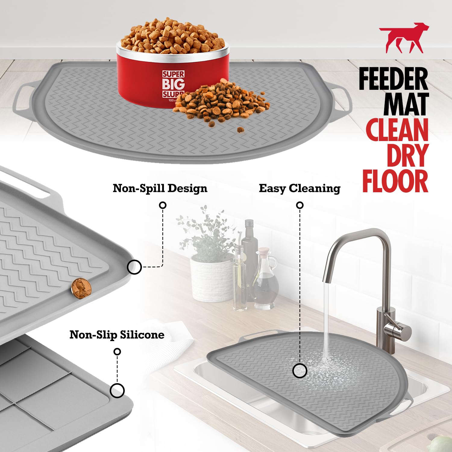 Tuff Pupper raised edges contain kibble and water effectively.