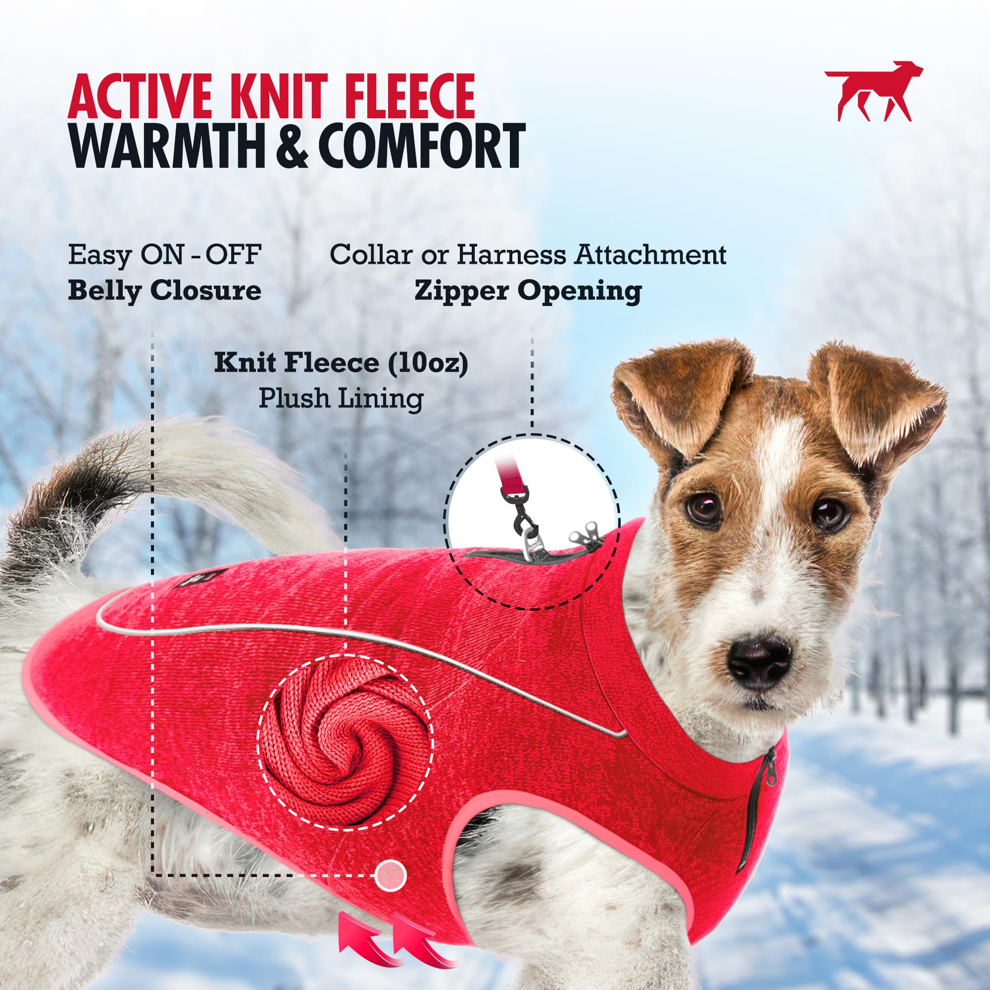 Tuff Pupper red dog vest delivering lightweight warmth for chilly strolls.