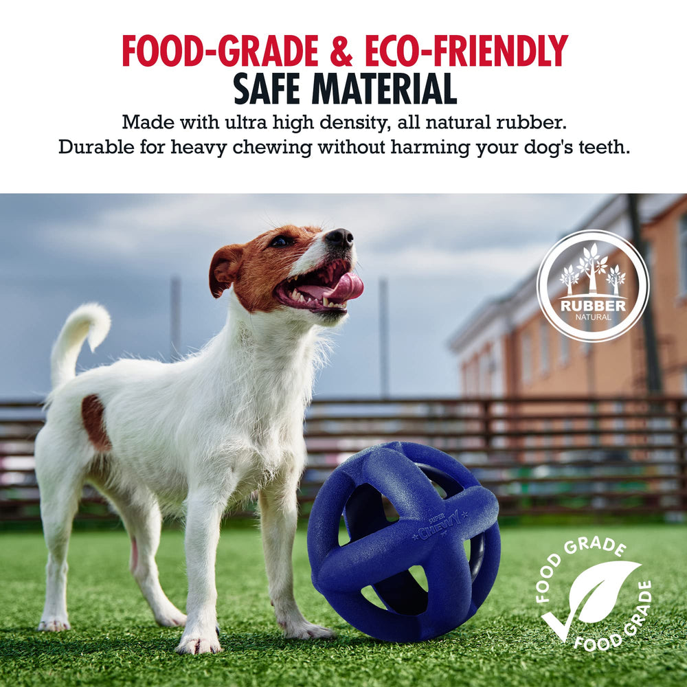 Tuff Pupper SuperChewy cage ball toy close-up reveals durable rubber