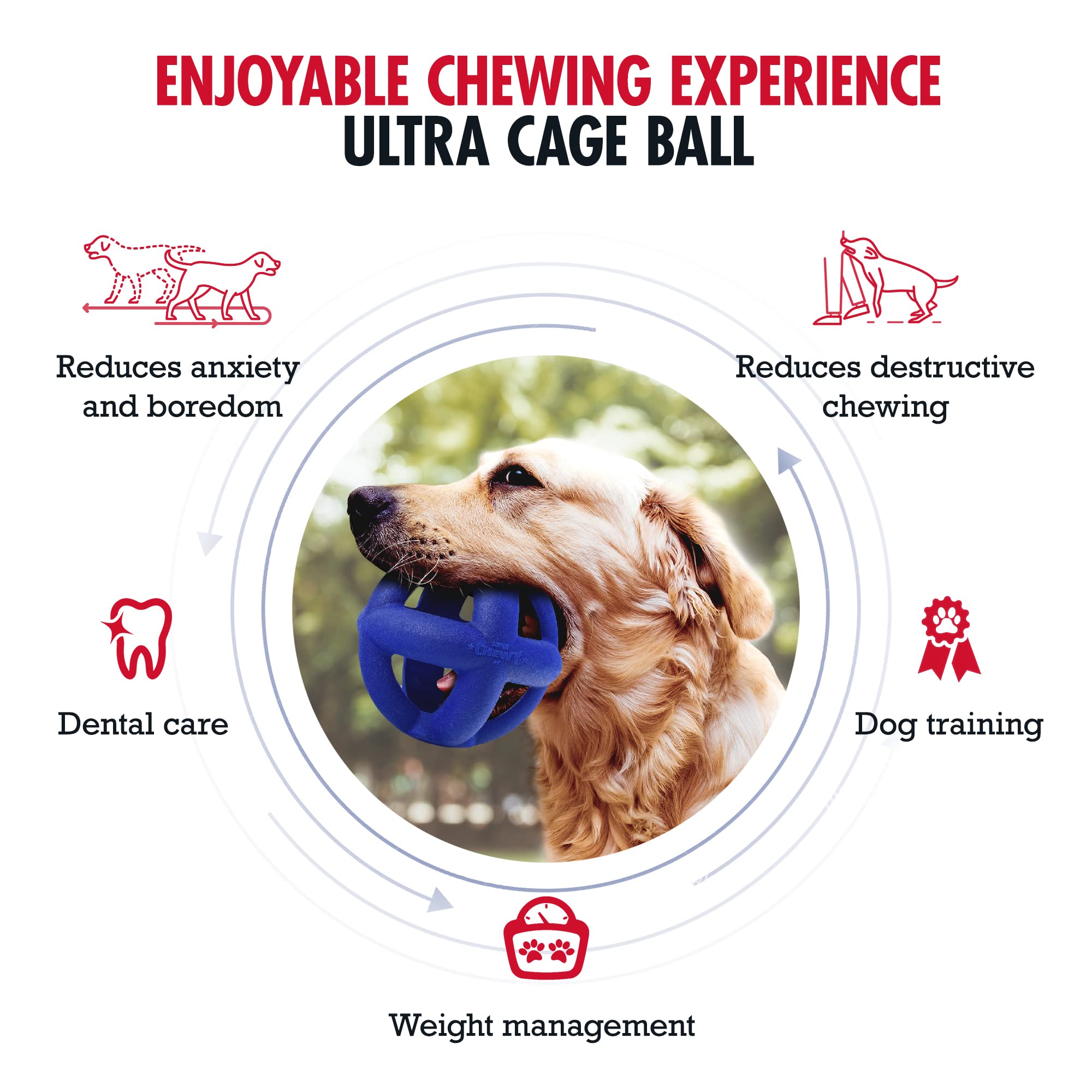 Tuff Pupper SuperChewy cage ball toy in action for dogs while fetching
