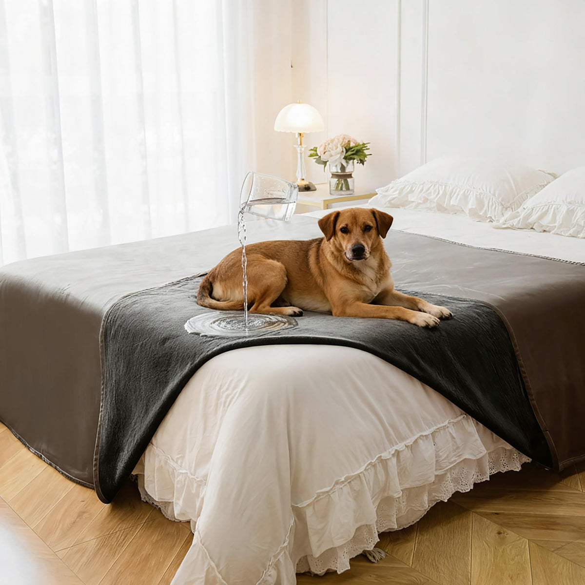 Tuffeel bed king-size front velvet close-up for cozy, protected sleep surfaces.