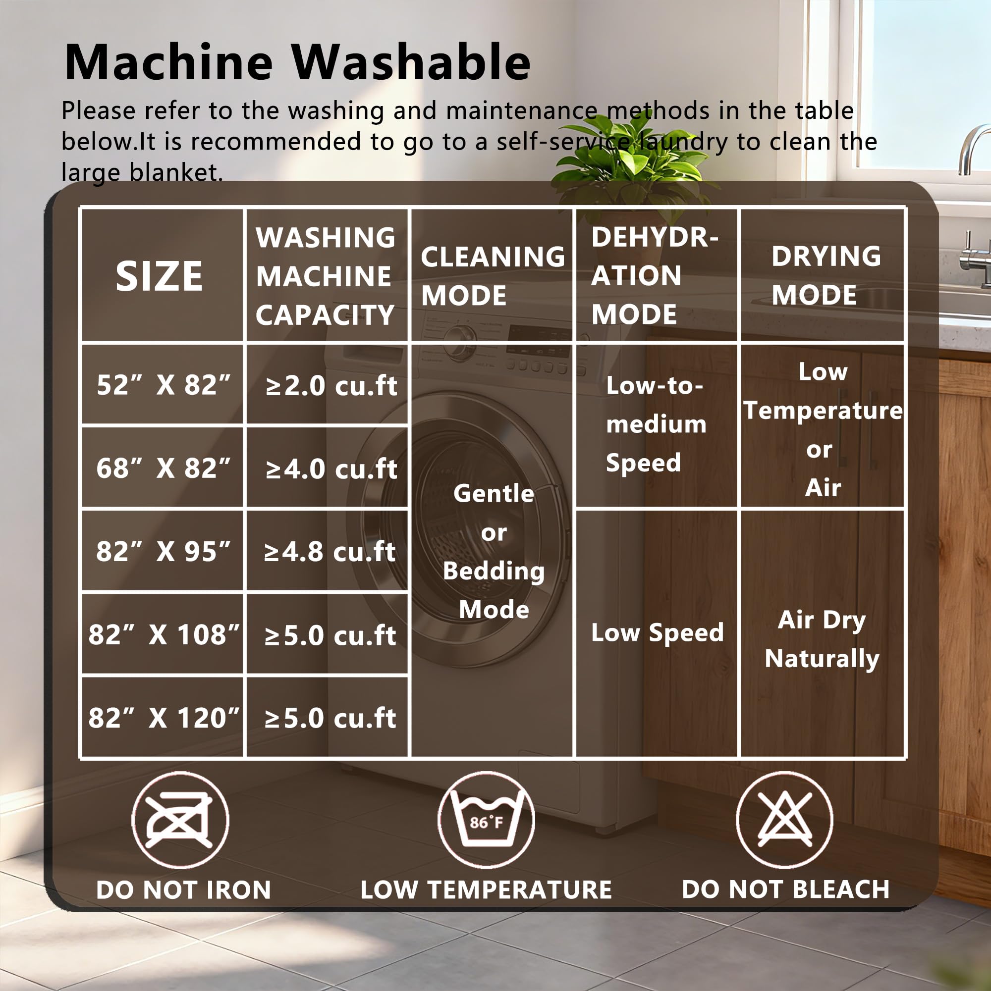 Tuffeel care shot of machine-wash cold cycle instructions.