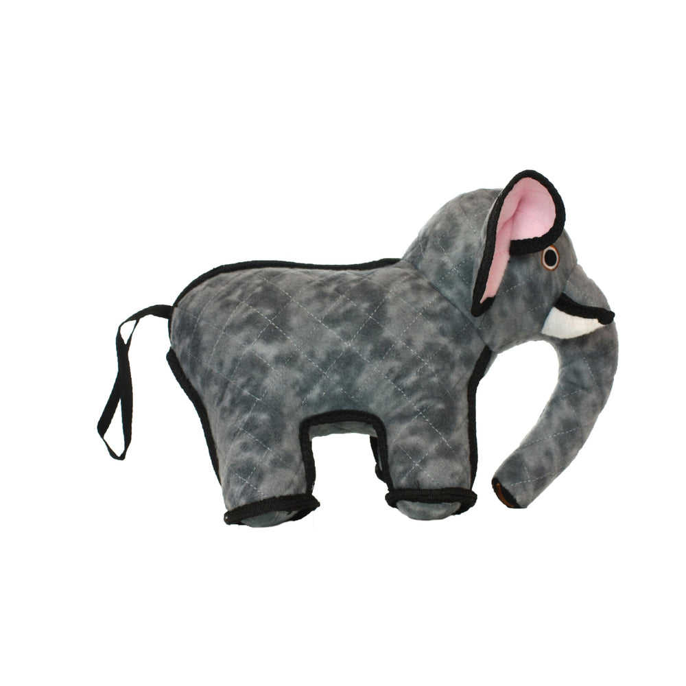 Tuffy elephant interactive play setup demonstrates toss and retrieve sessions