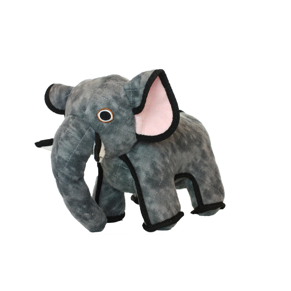 Tuffy elephant toy machine-washable for quick cleaning after adventures