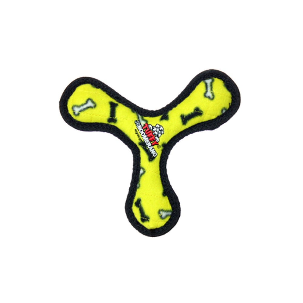 TUFFY Tuffy Jr Bowmerang Yellow Bone front view for small dogs' playtime