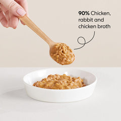 TUFT + PAW high-protein chicken-rabbit broth closeup conveys protein-rich nutrition.