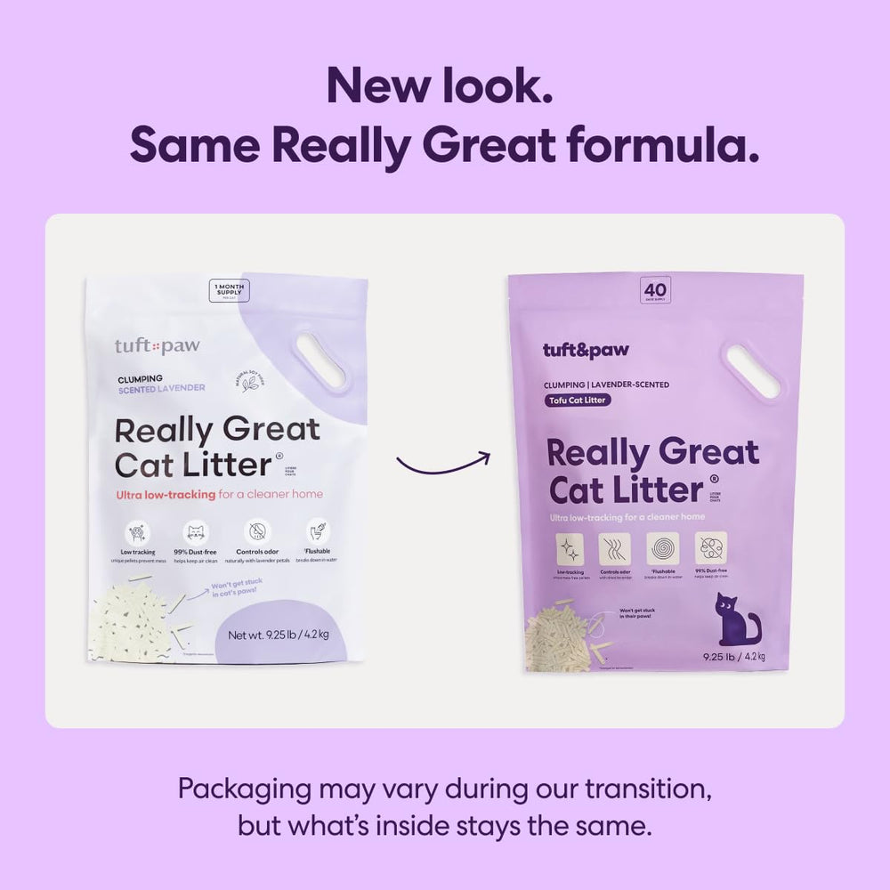 Tuft & Paw tofu cat litter clumping action highlights fast cleanup.