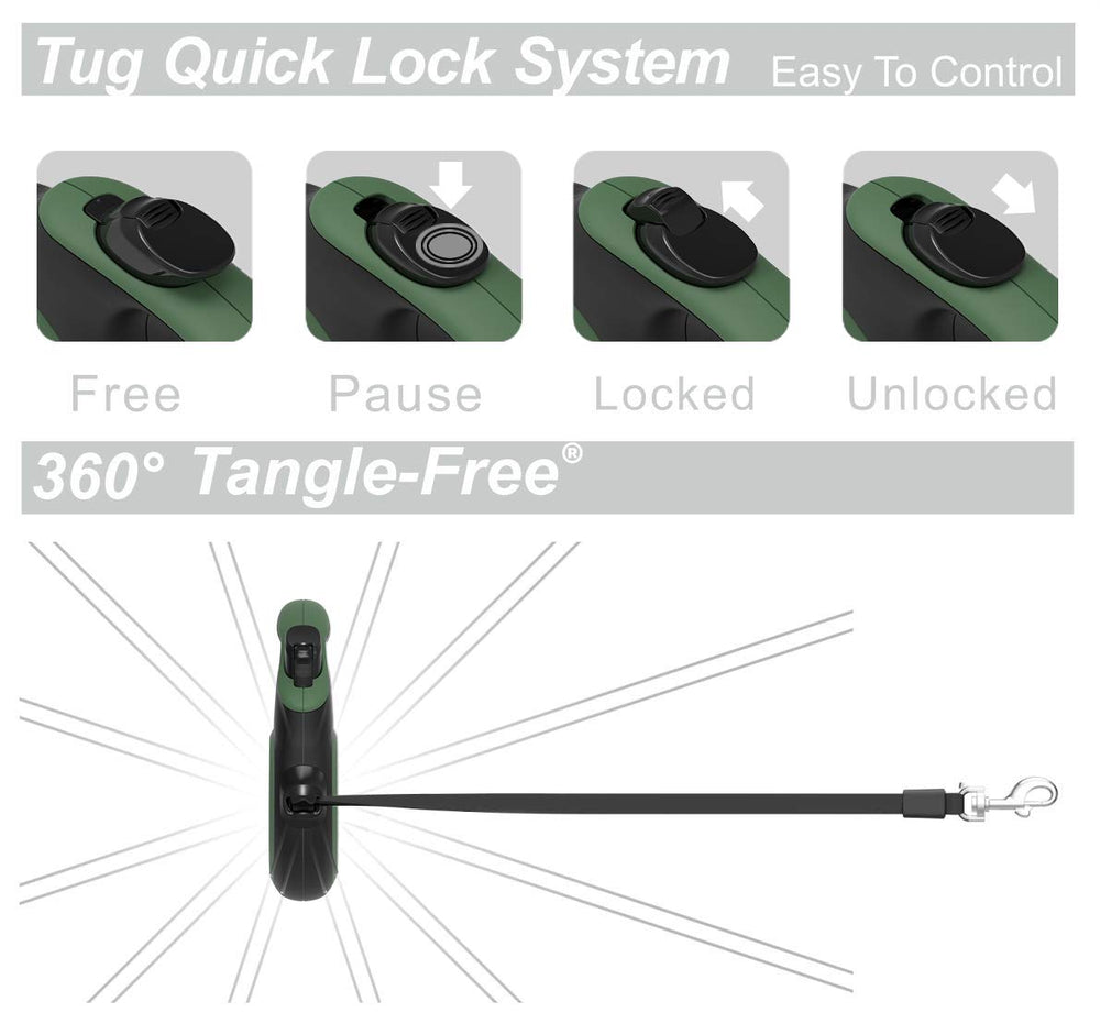 TUG 360° leash small-dog green example for under-35 lb pets