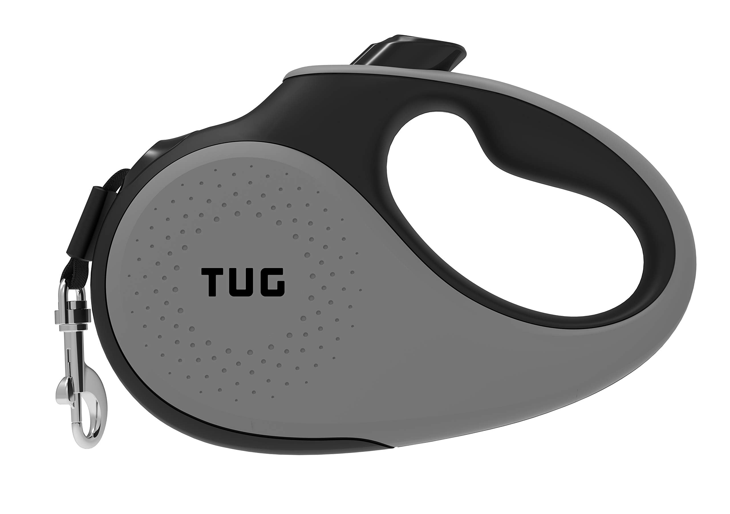 TUG 360° tangle-free retractable leash grey showing 16ft tape for smooth walks