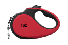 TUG 360° tangle-free retractable dog leash red shows smooth operation for controlled walks