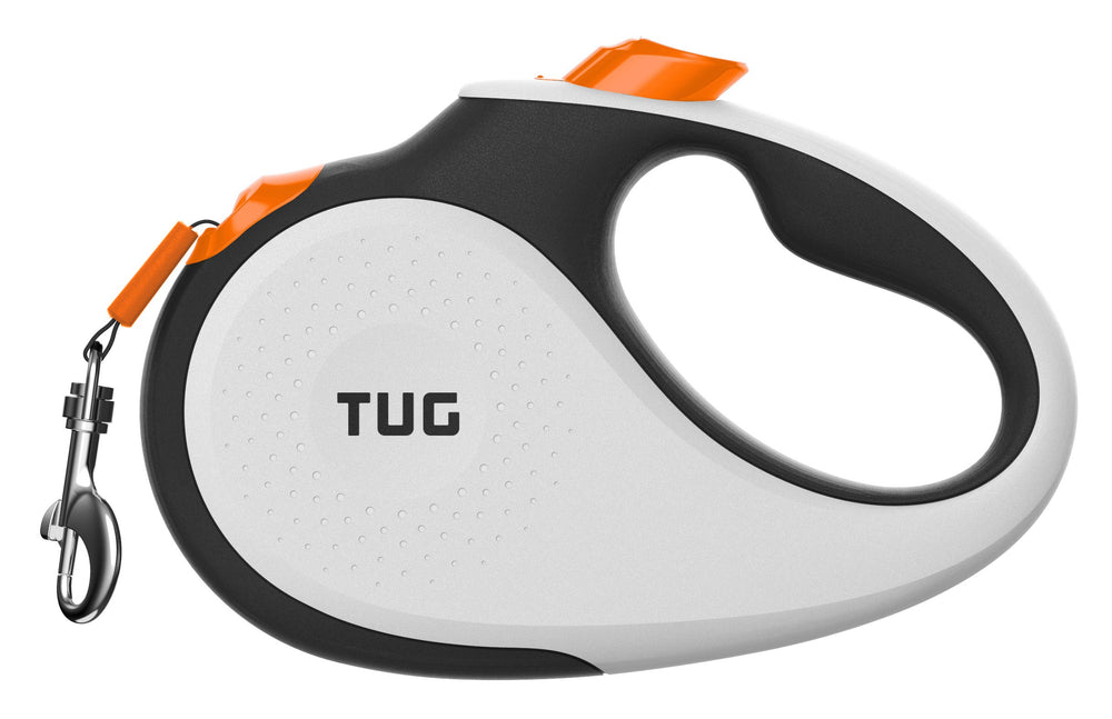 TUG 360° retractable leash closeup showing tangle-free movement for easy wandering