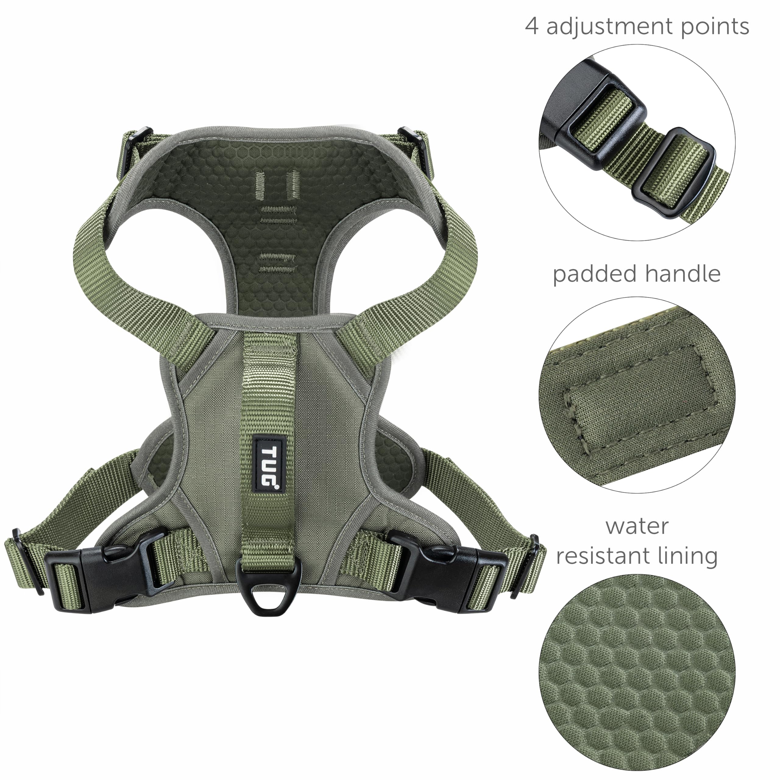 TUG dog harness adjustable fit green medium ensures secure comfort for dogs