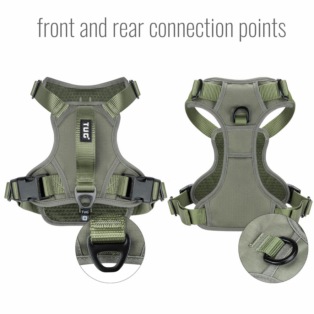TUG dog harness large green no-pull front clip supports confident training