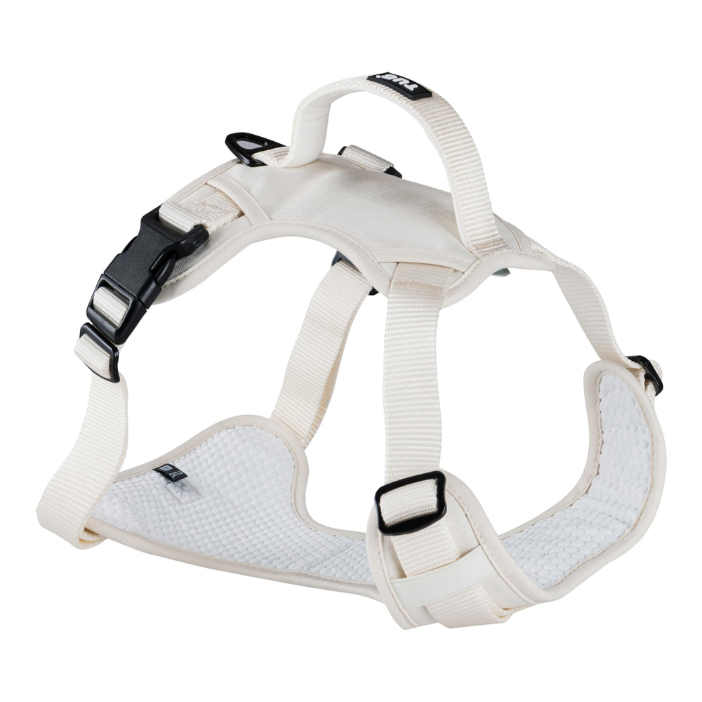 TUG dog harness small cream product shot emphasizes its lightweight design