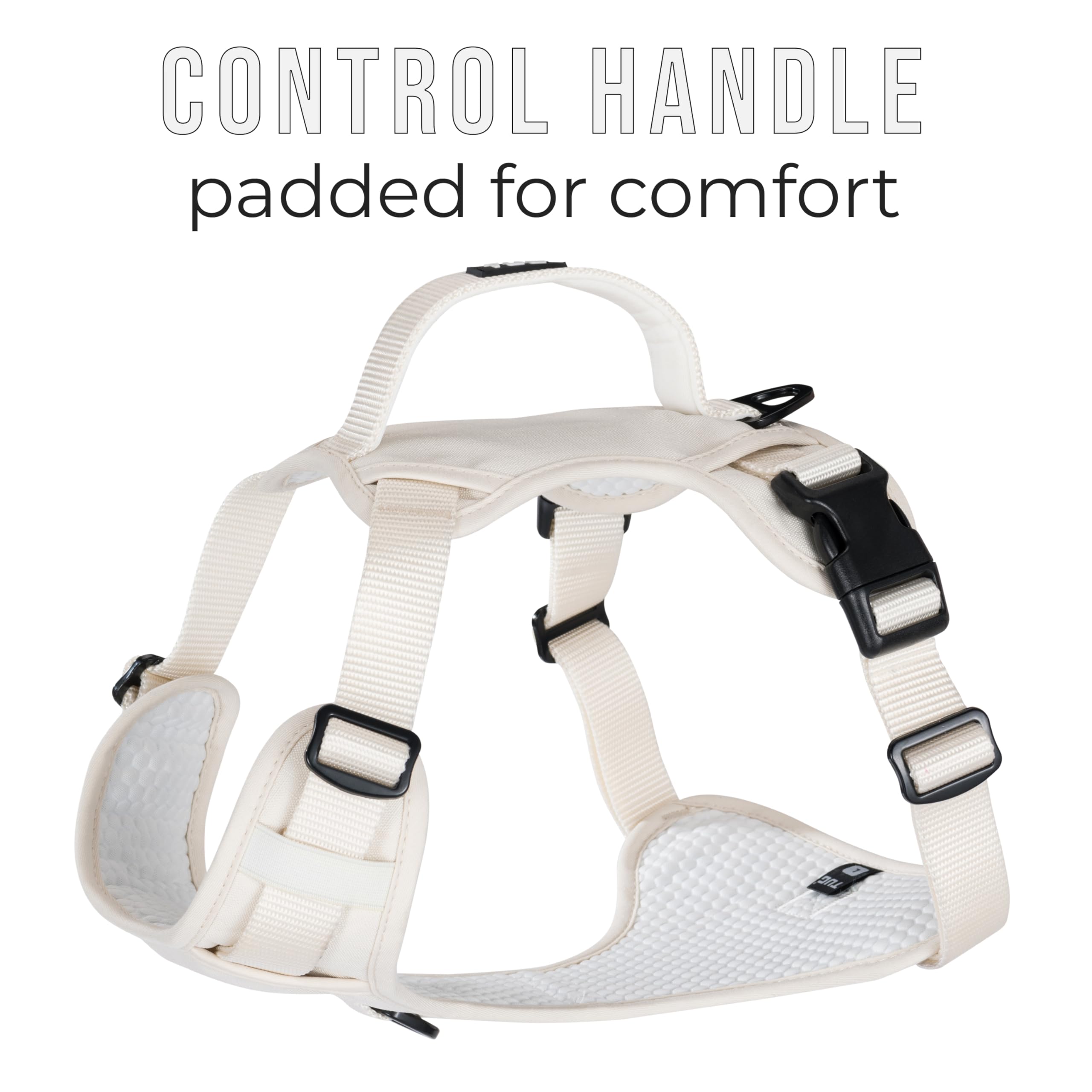 TUG dog harness water-resistant shell protects during rain and muddy adventures