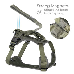 TUG Grab Harness integrated-traffic-leash shows magnetic attachment for easy quick control