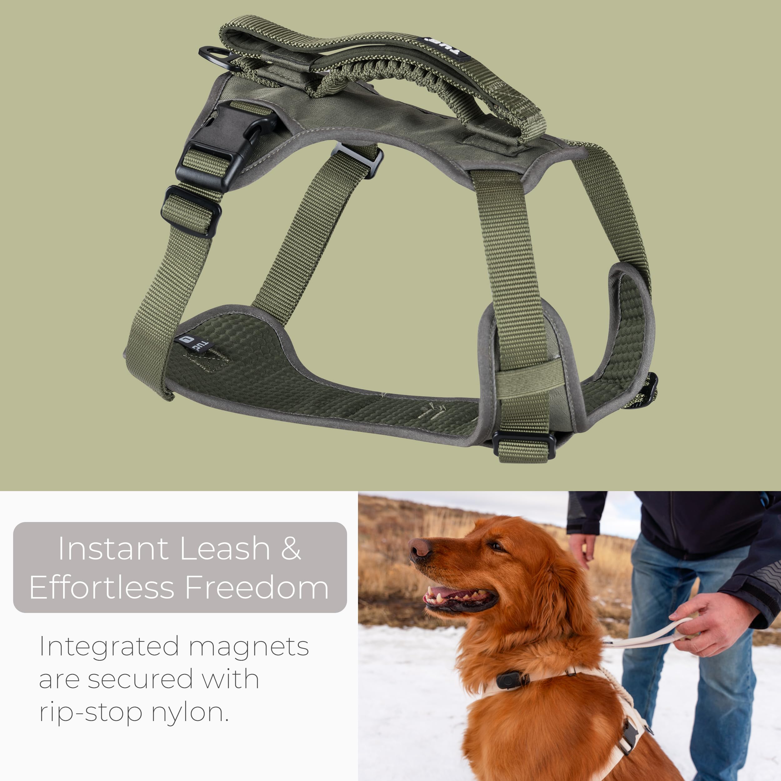 TUG Grab Harness padded-leash-handle close-up highlights comfortable grip in crowds