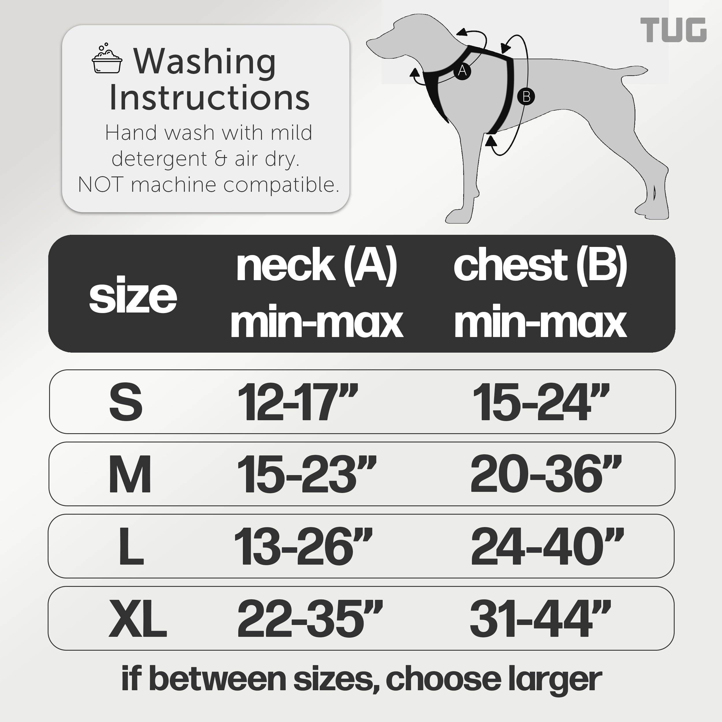 TUG Grab Harness rear-leash-attachment provides traditional control for steady walks