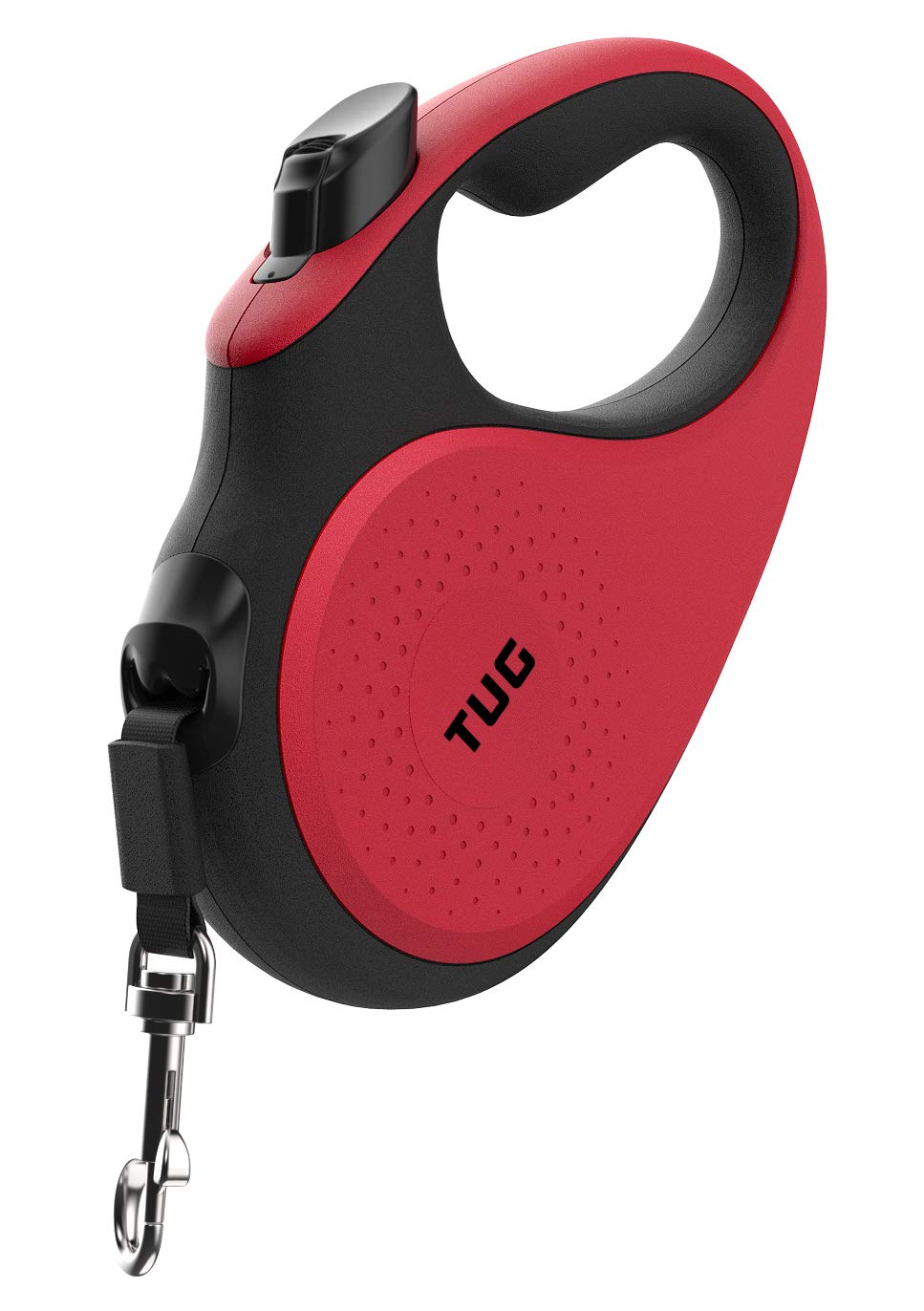 TUG large red leash shows size suitable for dogs up to 110 lbs.